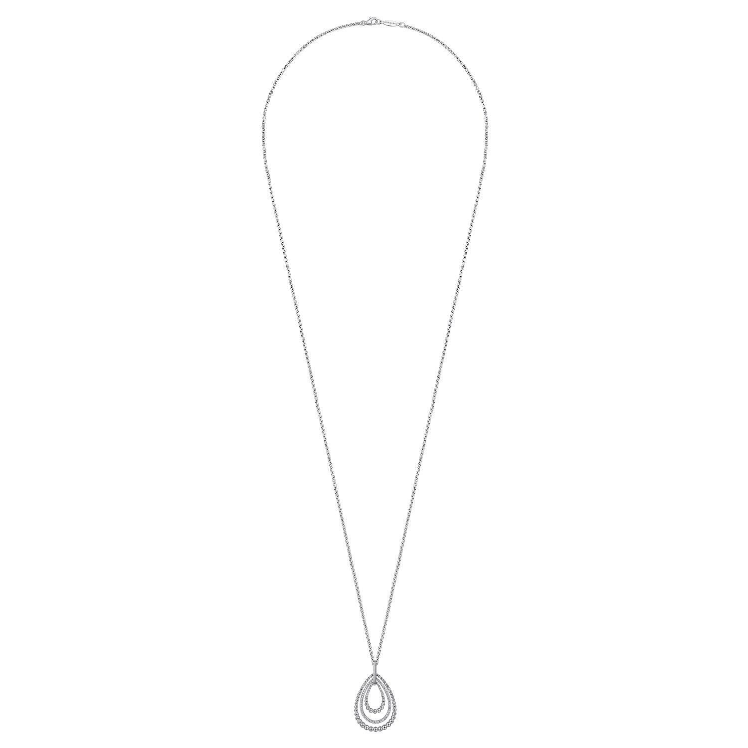 925 Sterling Silver Bujukan White Sapphire Triple Teardrop Circle Pendant Necklace