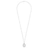 925 Sterling Silver Bujukan White Sapphire Triple Teardrop Circle Pendant Necklace