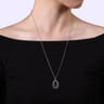 925 Sterling Silver Bujukan White Sapphire Triple Teardrop Circle Pendant Necklace