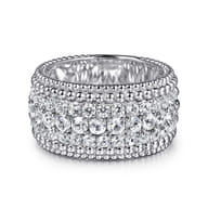 925 Sterling Silver Bujukan White Sapphire Wide Band Ring