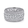 925 Sterling Silver Bujukan White Sapphire Wide Band Ring