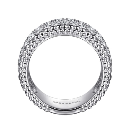 925 Sterling Silver Bujukan White Sapphire Wide Band Ring