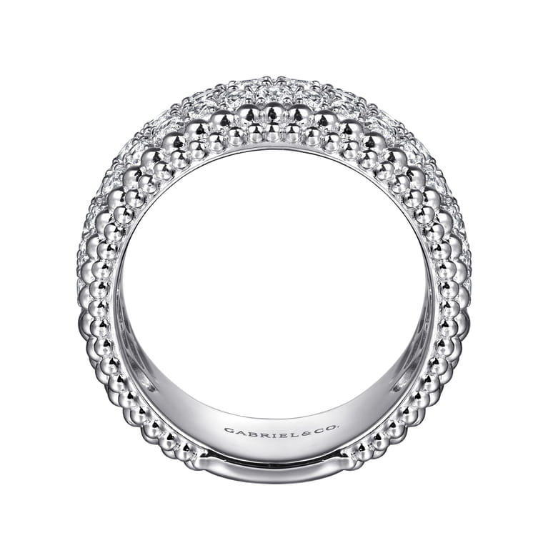 925 Sterling Silver Bujukan White Sapphire Wide Band Ring - Shot 2
