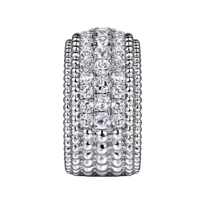 925 Sterling Silver Bujukan White Sapphire Wide Band Ring