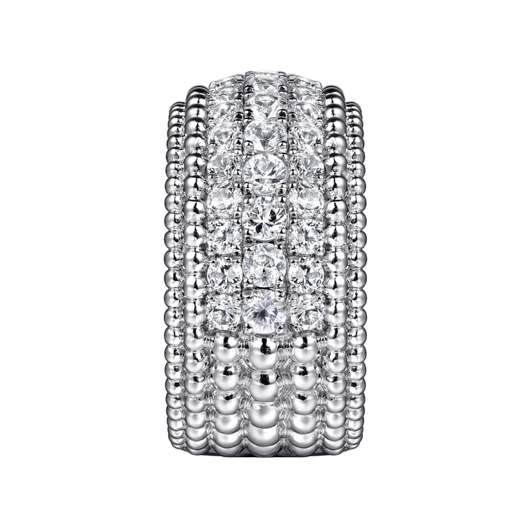 925 Sterling Silver Bujukan White Sapphire Wide Band Ring - Shot 4