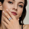925 Sterling Silver Bujukan White Sapphire Wide Band Ring