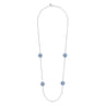 925 Sterling Silver Bujukan White Sapphire and Blue Sapphire Station Necklace with Blue and Dust Blue and White Enamel