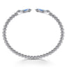 925 Sterling Silver Bujukan White Sapphire and Blue Topaz Bangle Bracelet with Blue and Dust Blue Enamel