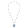 925 Sterling Silver Bujukan White Sapphire and Blue Topaz Necklace with Blue and Dust Blue Enamel