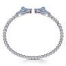 925 Sterling Silver Bujukan White Sapphire and Blue Topaz Open Bangle with Blue and Dust Blue Enamel