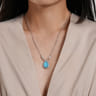 925 Sterling Silver Bujukan White Sapphire and Rock Crystal  Turquoise Doublet Teardrop Pendant Necklace