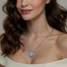 925 Sterling Silver Bujukan White Sapphire and Rock Crystal  Turquoise Doublet Teardrop Pendant Necklace