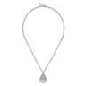 925 Sterling Silver Bujukan White Sapphire and White Mother of Pearl Teardrop Pendant Necklace