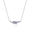 925 Sterling Silver Bujukan and Amethyst Bypass Bar Necklace