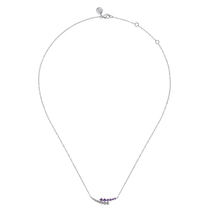 925 Sterling Silver Bujukan and Amethyst Bypass Bar Necklace