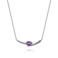 925 Sterling Silver Bujukan and Amethyst Bypass Bar Necklace