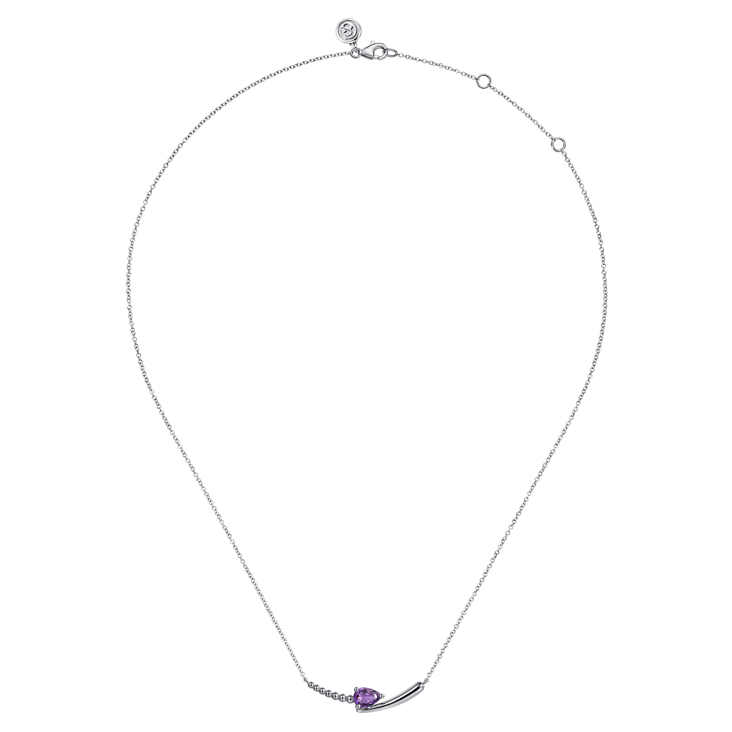 925 Sterling Silver Bujukan and Amethyst Bypass Bar Necklace