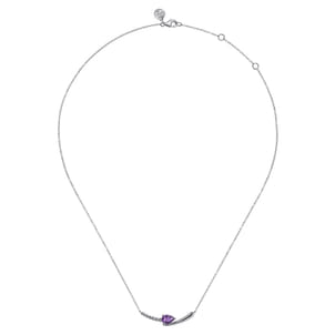 925 Sterling Silver Bujukan and Amethyst Bypass Bar Necklace