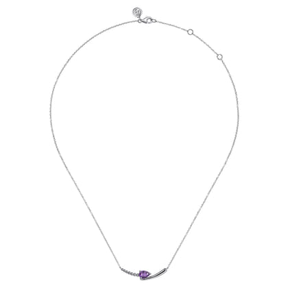 925 Sterling Silver Bujukan and Amethyst Bypass Bar Necklace