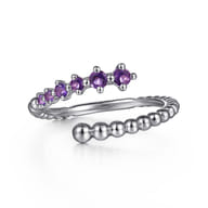 925 Sterling Silver Bujukan and Amethyst Bypass Ring
