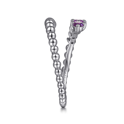 925 Sterling Silver Bujukan and Amethyst Bypass Ring