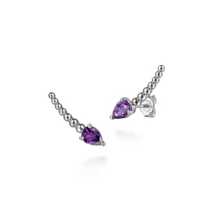 925 Sterling Silver Bujukan and Amethyst Ear Climber Earrings