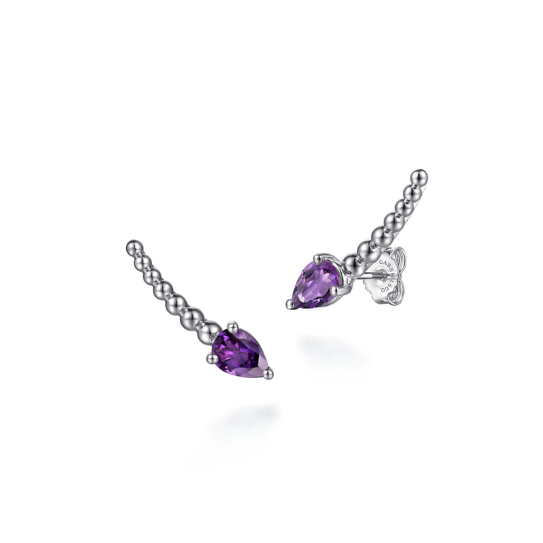 925 Sterling Silver Bujukan and Amethyst Ear Climber Earrings - Shot 1