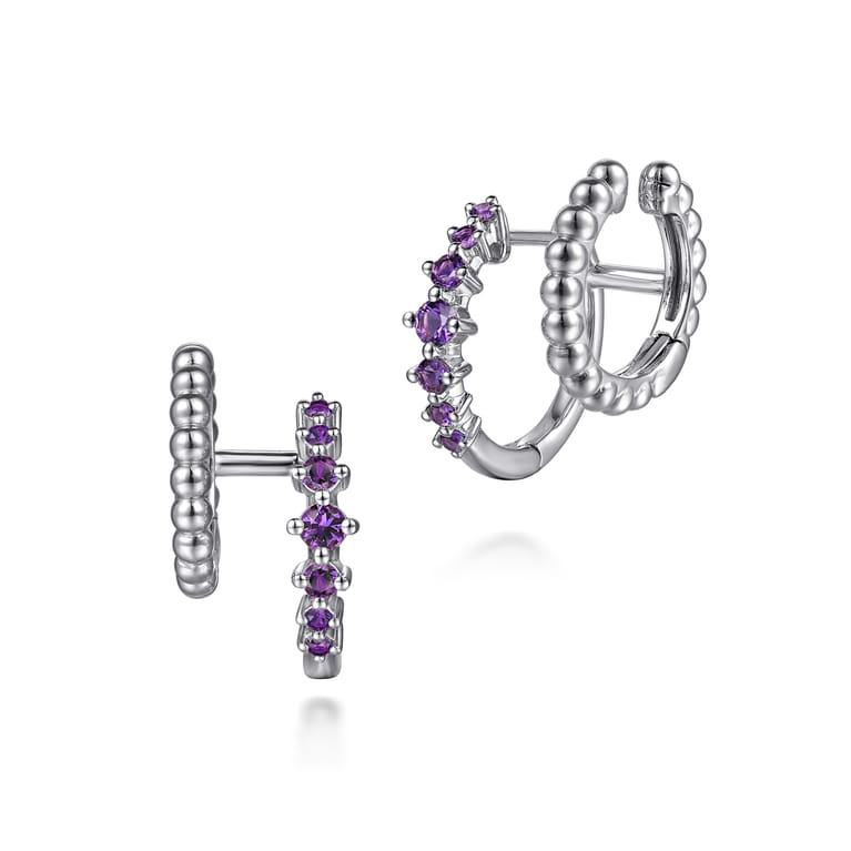 925 Sterling Silver Bujukan and Amethyst Stuggies Earrings - Shot 1
