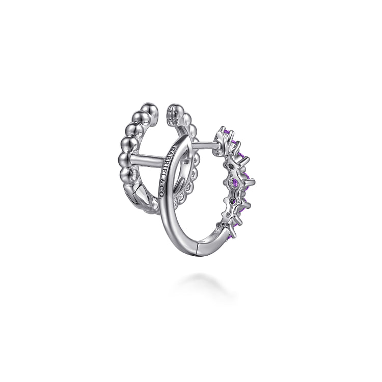 925 Sterling Silver Bujukan and Amethyst Stuggies Earrings