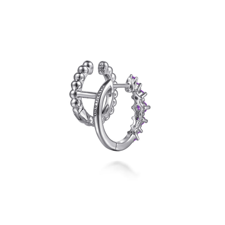 925 Sterling Silver Bujukan and Amethyst Stuggies Earrings - Shot 2