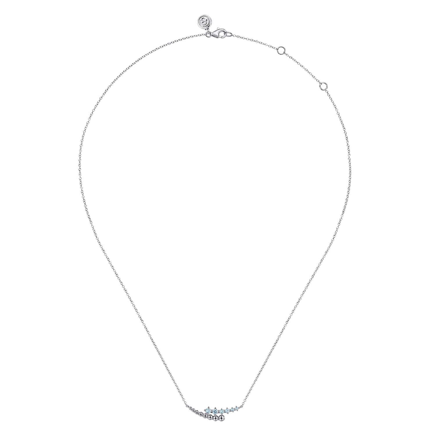 925 Sterling Silver Bujukan and Aquamarine Bypass Bar Necklace