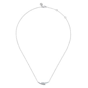925 Sterling Silver Bujukan and Aquamarine Bypass Bar Necklace
