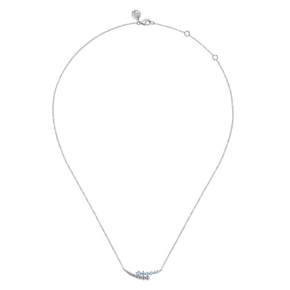 925 Sterling Silver Bujukan and Aquamarine Bypass Bar Necklace