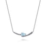 925 Sterling Silver Bujukan and Aquamarine Bypass Bar Necklace