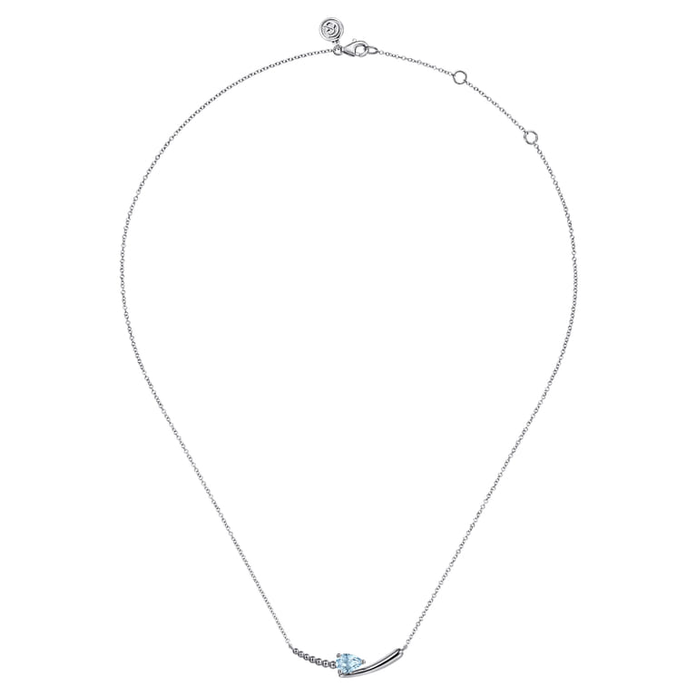 925 Sterling Silver Bujukan and Aquamarine Bypass Bar Necklace - Shot 2