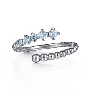 925 Sterling Silver Bujukan and Aquamarine Bypass Ring