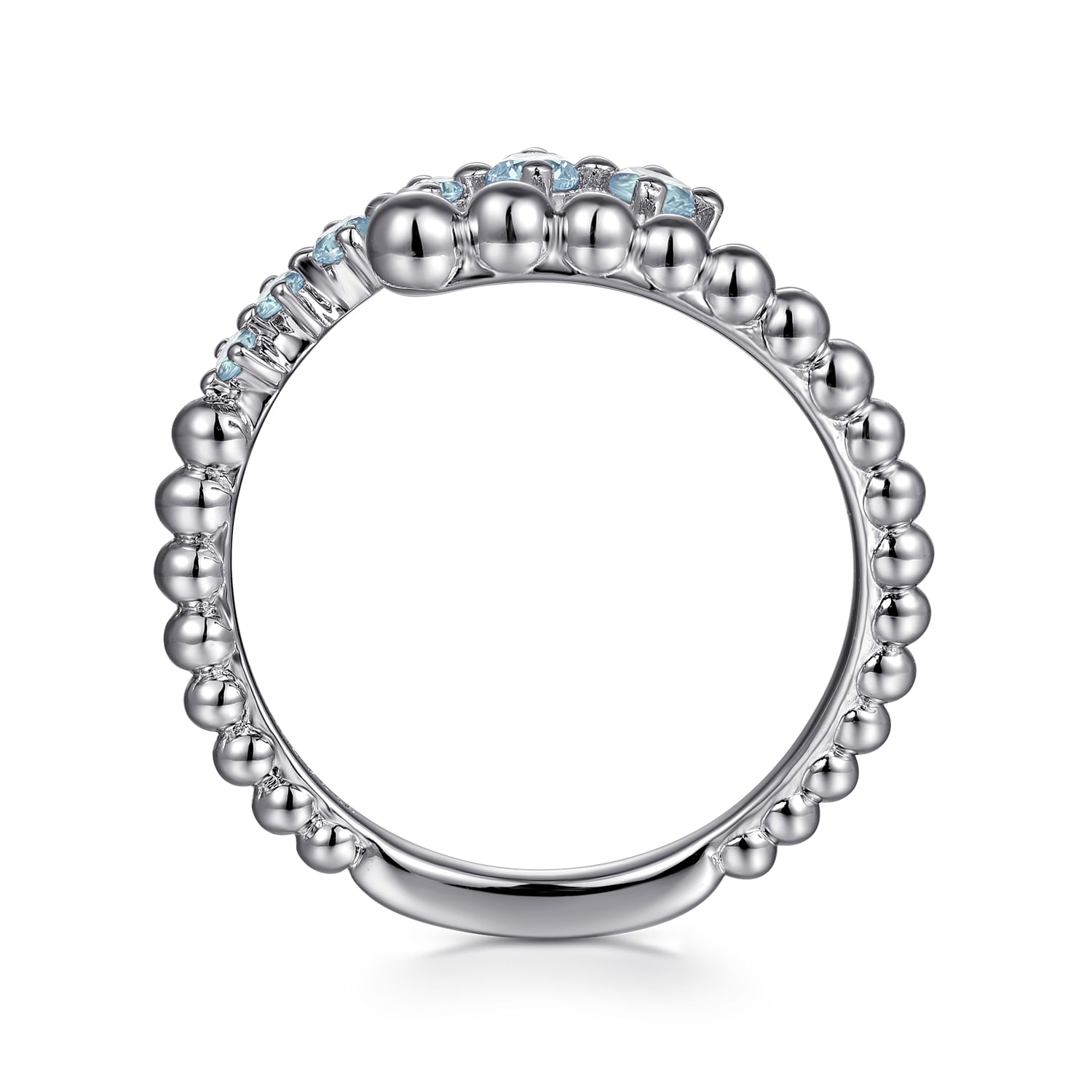 925 Sterling Silver Bujukan and Aquamarine Bypass Ring