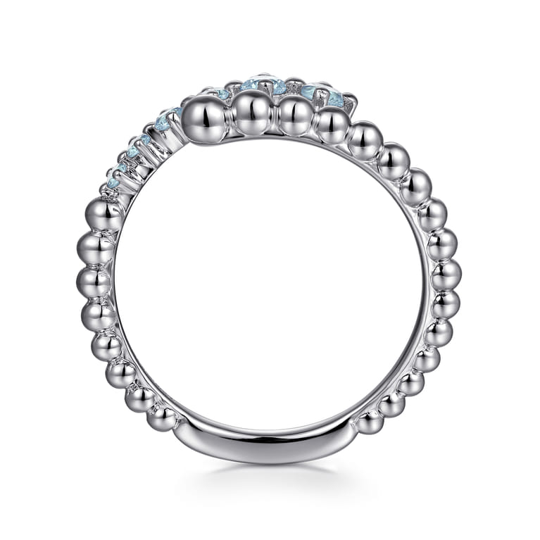 925 Sterling Silver Bujukan and Aquamarine Bypass Ring - Shot 2