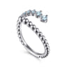 925 Sterling Silver Bujukan and Aquamarine Bypass Ring