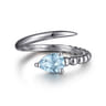 925 Sterling Silver Bujukan and Aquamarine Bypass Ring