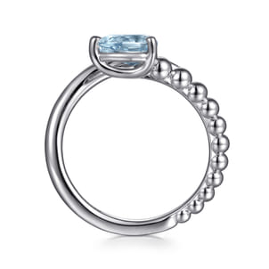 925 Sterling Silver Bujukan and Aquamarine Bypass Ring