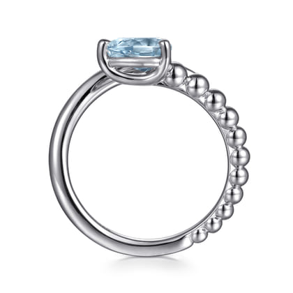 925 Sterling Silver Bujukan and Aquamarine Bypass Ring