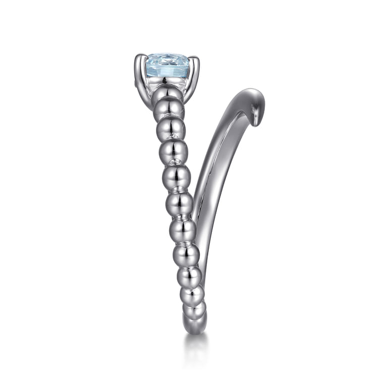 925 Sterling Silver Bujukan and Aquamarine Bypass Ring - Shot 4