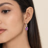 925 Sterling Silver Bujukan and Bezel Amethyst Drop Earrings