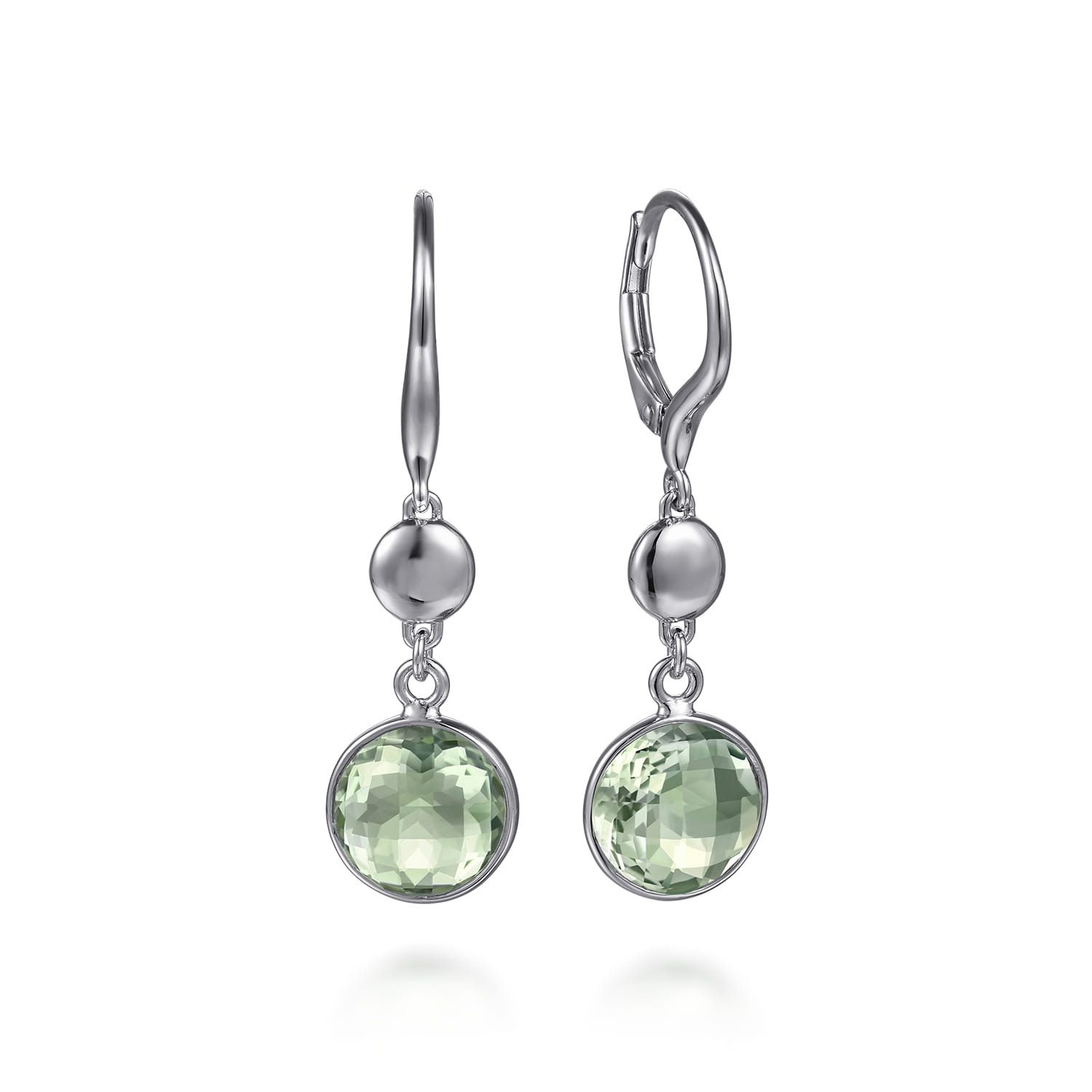 925 Sterling Silver Bujukan and Bezel Green Amethyst Drop Earrings - Shot 1
