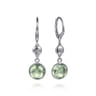 925 Sterling Silver Bujukan and Bezel Green Amethyst Drop Earrings