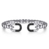 925 Sterling Silver Bujukan and Black Spinel Open Bangle Bracelet