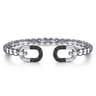 925 Sterling Silver Bujukan and Black Spinel Open Bangle Bracelet
