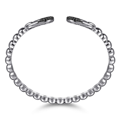 925 Sterling Silver Bujukan and Black Spinel Open Bangle Bracelet