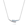 925 Sterling Silver Bujukan and Blue Topaz Bypass Bar Necklace